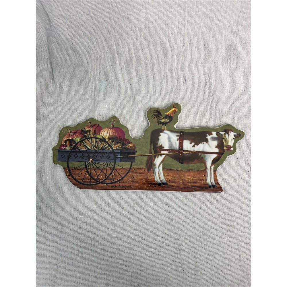 Vtg Prize Winning Promenade Cow Crossin Charles Wysocki Wall Art Farm Homestead‎
